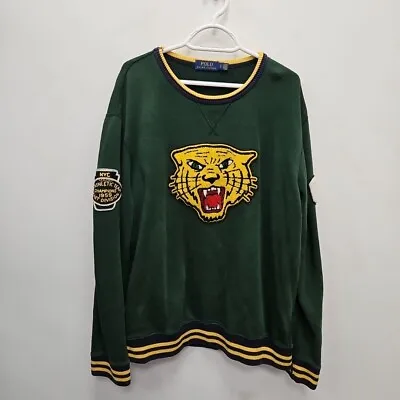 Polo Ralph Lauren Green Big Tiger 67 Logo Atheltic Jumper Pullover Size Large • $111.89