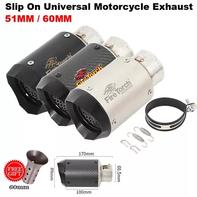 60mm Motorcycle GP Racing Tail Exhaust Escape Muffler For R1 R6 CBR1000R GSXR100 • $144.31