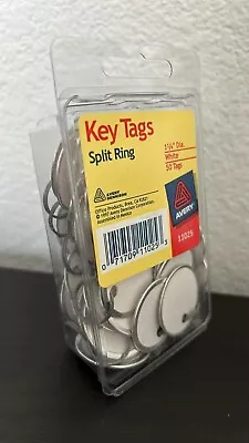 Avery Key Tags Split Ring 1.25  Diameter 50 Pack Metal White 11025 • $5