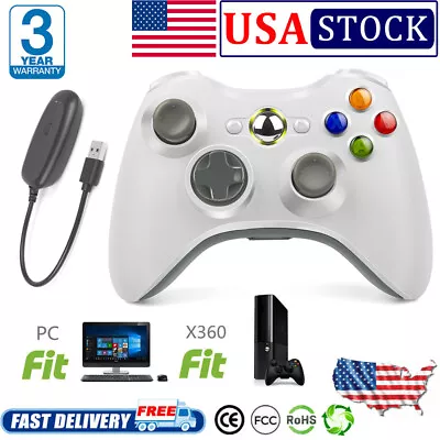 Wireless Controller For PC Windows & Microsoft Xbox 360 USB Dual Vibration White • $20.99