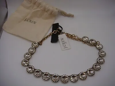 J. Crew Rhinestone Necklace Gold Tone Statement New With Tag Dust Bag • $35