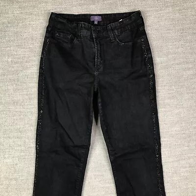 NYDJ Jeans Womens 6 26 Black Legging Lift Tuck USA Made Stretch Denim Mid Rise • $11.69