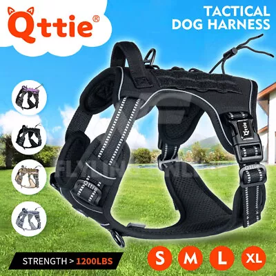 Qttie Tactical No-pull Dog Harness K9 Pet Vest Adjustable Soft Padded Reflective • $38.56