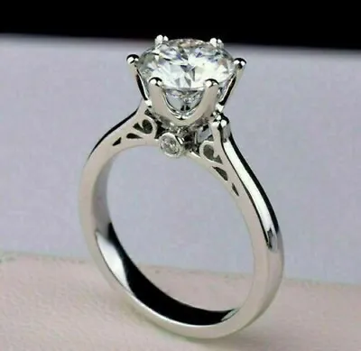 1.45Ct Round Cut Lab Created Diamond Engagement Wedding 14k White Gold FN Ring • $69.65