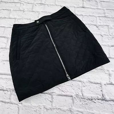 Athleta Apres Ski Skirt Women's Size 8 Black Quilted Zipper Front Pockets • $24.91