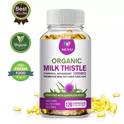 Milk Thistle Tablets 1000mg Per Serving - High Strength 80% Silymarin (120 Pack) • $13.18