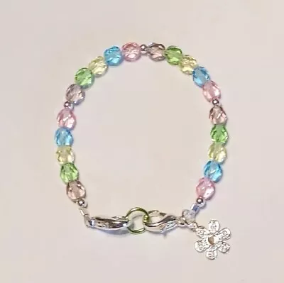 Czech Glass Beads Pastel Colors Medical Alert ID Replacement Bracelet 6.5   • $8.50