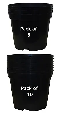 Black Plastic Plant Pots Small Flower Planters 1 1.5 2 3 4 5 7.5 10 12 15 Litre • £7.99
