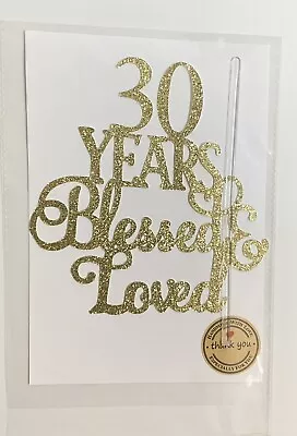 Personalised Wedding Anniversary Glitter Cake Topper 10th 15th 25th 30th 40th • £3.99