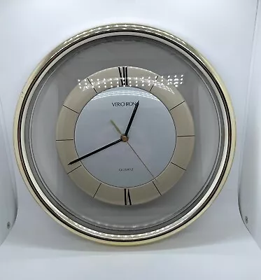 Verichron 12  Round Art Deco Style Gold Trim Quartz WALL Clock 700664 READ • $25
