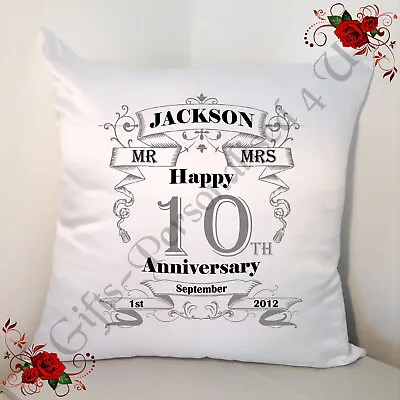 Personalised 18  Cushion 10th Tin Anniversary  Mr & Mrs Mr & Mr Mrs & Mrs D.6 • £16.99