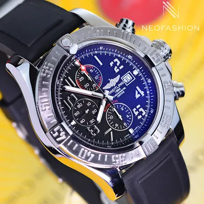 Breitling Super Avenger Ss Automatic 48mm Beautiful Black Dial Mens Watch A13371 • $3195