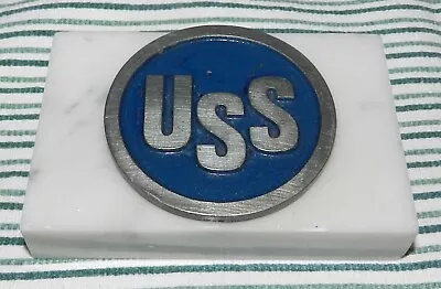 RARE Vintage United States Steel Marble And Steel Paperweight W/Iconic USS Logo • $55