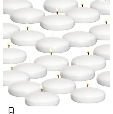 10 Hour Floating Candles 3” White Unscented Dripless Wax Discs Cylinder Vases • $13.49