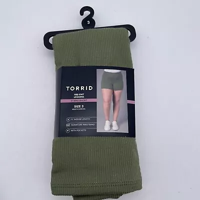 Torrid Women's 3X (22-24) Olive 5 Inch Signature Waist Pocket Ribbed Bike Short • $24.99