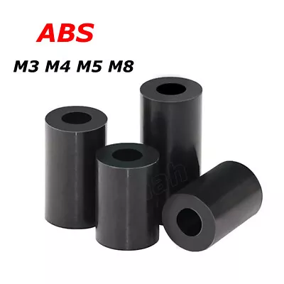 M3 M4 M5 M8 Black ABS Plastic Spacer Standoff Round Bushing Sleeve Washer Pillar • £2.03