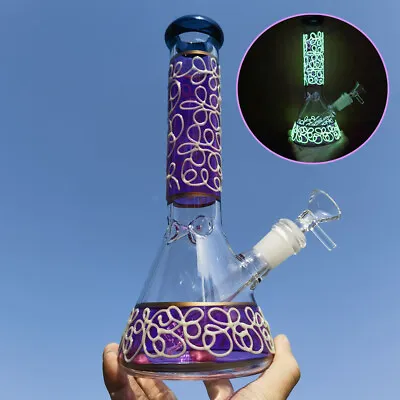 10  Hookah Glow In The Dark Glass Percolator Bongs Water Pipe Smoking Bubbler • $28.99