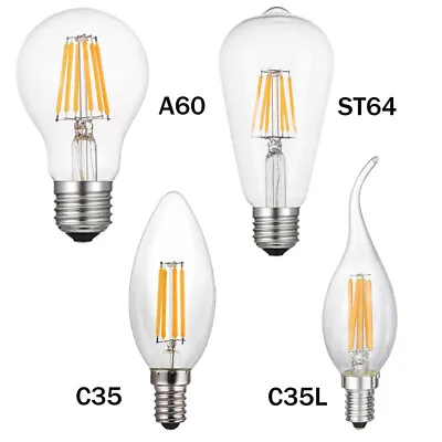 Edison ​LED Bulb Filament  Lamp E27 E14 220V-240V Lights ST64 C35 C35L A60 White • $4.28
