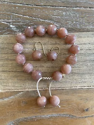 Lola Rose Peach Moonstone Bracelet & Earrings  • £28.99