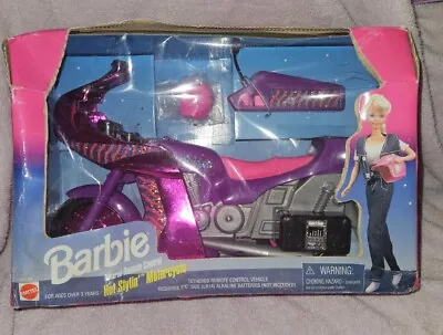 Barbie Remote Control Motorcycle Hot Stylin' 1997 Tethered RC Mattel New Vintage • $50