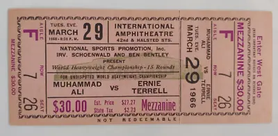 March 29 1966 Muhammad Ali Vs. Ernie Terrell Phantom Boxing Ticket • $84.95