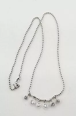 QVC Diamonique NECKLACE 925 Sterling Silver 6 Stone Beaded Round Dangle VTG N27 • $44.24