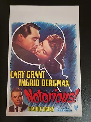 NOTORIOUS Belgian Poster Vintage 1980s Reprint Alfred Hitchcock • $20