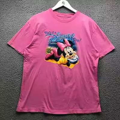 Disney Minnie Mouse T-Shirt Women's Large L Short Sleeve Crew Neck Graphic Pink • $14.99