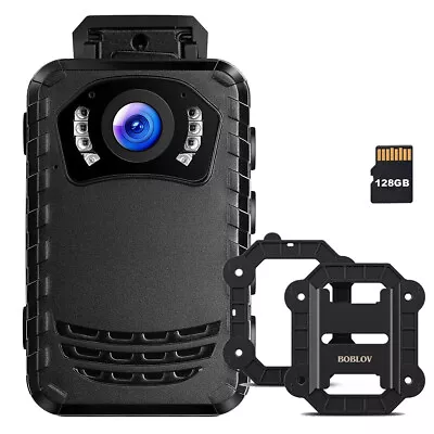 BOBLOV Body Worn Camera 128GB Camcorder 1296P + Magnet Mounts Suction Back Clip • £93.99