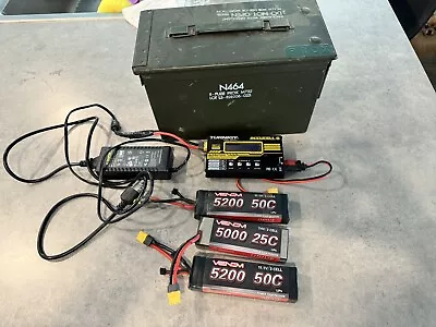 Lipo Battery And Charger Combo Turning Accucell6 Venom 5200 5000 3S 2S 5000 5200 • $100