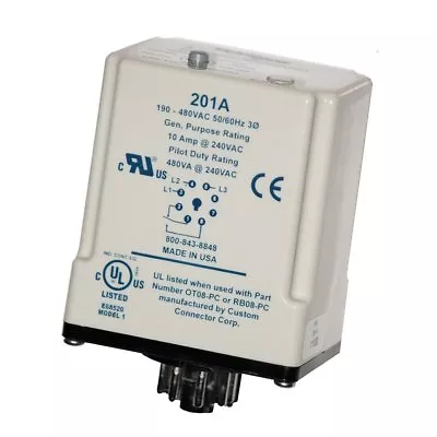 201A SymCom 3-Phase Plug-in Voltage Monitoring Relay Phase Loss Undervoltage • $106.05