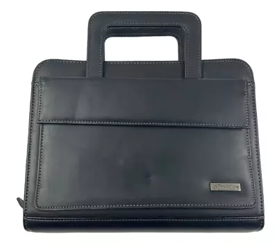 FRANKLIN COVEY Black Faux Leather Binder Planner #762420 Retractable Handles • $31.45