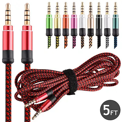3.5mm Male To Male Aux Cable Cord Car Audio PC IPhone Headphone Jack Black 5FT • $3.49