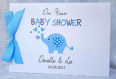 PERSONALISED Elephant - Christening -  Baby Shower - GUEST BOOK /SCRAPBOOK ALBUM • £16.99