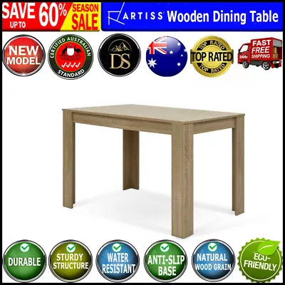 $92 • Buy Artiss Dining Table 4 Seater Wooden Kitchen Tables Oak 120cm Cafe Restaurant New