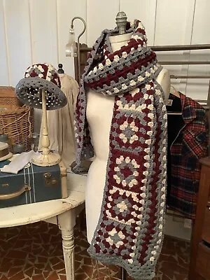 G189++Winter GENNY!  HUGE Handmade Vintage Style Granny Square Scarf And Hat! • $218.04
