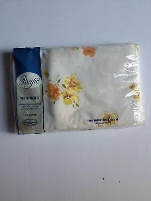 Vintage Pacific Truth Muslin Pillow Cases. 130 Thread 100 Cotton Yellow & White  • $12.44