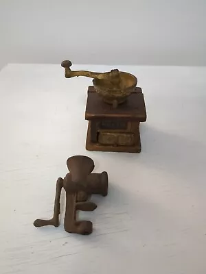 Vintage Little Tot Cast Iron & Wood Hand Crank Coffee Grinder & Meat Grinder  • $45.95