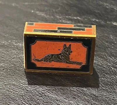 Art Deco German Shepherd Brass/Enamel Match Book Holder • $65