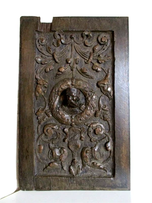 £95 • Buy FOLK ART - Antique 17thC Continental Carved Oak Panel With Regal Figure Head