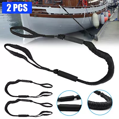 2x Marine Bungee Cord Dock Line Boat Mooring Rope Bungee Tie Down Stretch Black • $15.98