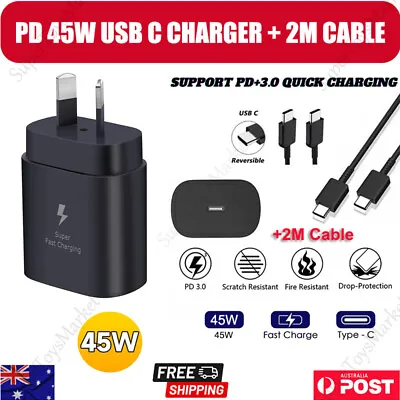 45W Super Fast Wall Charger+2M Type-C Cable For Samsung Galaxy S21 22 S22+ Ultra • $23.99