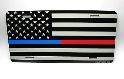 Thin Blue Thin Red Line American Tactical Flag Metal Car License Plate Autotag • $14.95