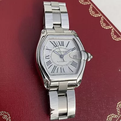 $2895 • Buy CARTIER Roadster LM W62025V3 Date Silver White Dial Automatic Watch 2510