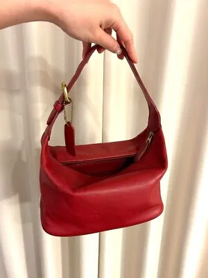 Extremely Rare Made In USA Old Coach 4145 Vanity Hand Bag Red Vintage Used VG • $117.30