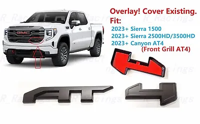 Front Grill Matte Black AT4 OVERLAY Emblem 2023+ Sierra 1500 2500HD3500HD Canyon • $29.75