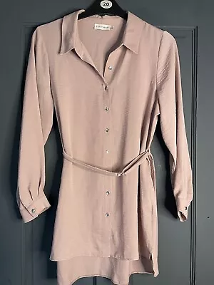 Paraphrase Dusky Pink Shirt Dress Size 14 Long Sleeves • £12.99