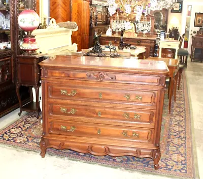 French Antique Louis XV Walnut  Marble Top Chest Of Drawer • $3200