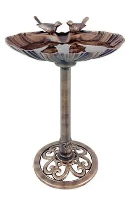 £19.99 • Buy Bird Bath Bronze Effect Oyster Shell Table Clam Garden Ornamental Pedestal Decor