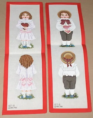 $140 • Buy Melissa Shirley Victorian Valentine Boy & Girl Handpainted Needlepoint Canvases